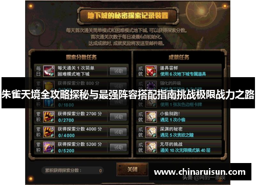 朱雀天境全攻略探秘与最强阵容搭配指南挑战极限战力之路